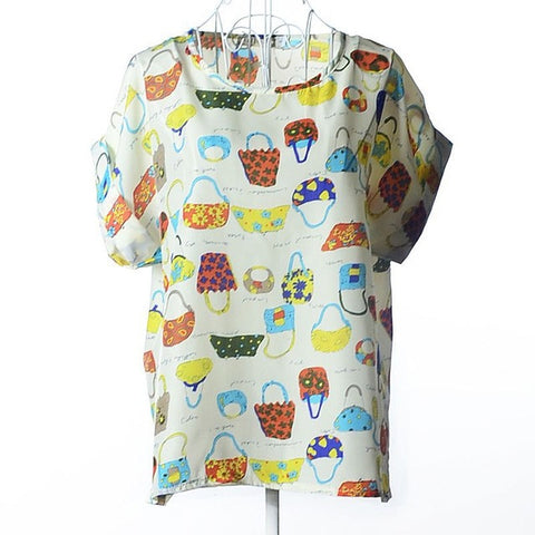2018 Batwing Sleeve Women Blouses Clothing Casual Chiffon Shirt Blusas Tops Heart Animal Stripe Leopard Print Pattern