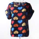 2018 Batwing Sleeve Women Blouses Clothing Casual Chiffon Shirt Blusas Tops Heart Animal Stripe Leopard Print Pattern