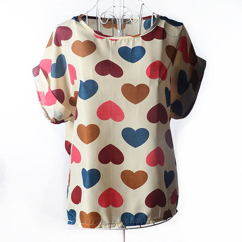 2018 Batwing Sleeve Women Blouses Clothing Casual Chiffon Shirt Blusas Tops Heart Animal Stripe Leopard Print Pattern