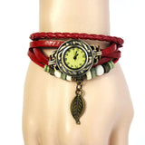 Fashion Roma Watches Number Vintage Women Leather Watches Men Ladies Dress Female Rivet Wrap Quartz Braided Bracelet Watch2/