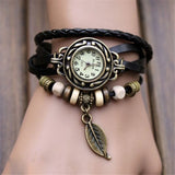 Fashion Roma Watches Number Vintage Women Leather Watches Men Ladies Dress Female Rivet Wrap Quartz Braided Bracelet Watch2/