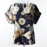 lollas 2018 New Cute Multicolor Chiffon Blouse Print O-neck Short Sleeve Shirt For Women S-XL