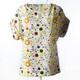 lollas 2018 New Cute Multicolor Chiffon Blouse Print O-neck Short Sleeve Shirt For Women S-XL