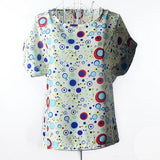 lollas 2018 New Cute Multicolor Chiffon Blouse Print O-neck Short Sleeve Shirt For Women S-XL