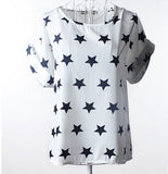 lollas 2018 New Cute Multicolor Chiffon Blouse Print O-neck Short Sleeve Shirt For Women S-XL