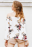 2018 summer women Elegant Chic off shoulder chiffon blouse shirt women Sexy white print blouse Casual flare sleeve blouse